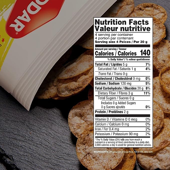 Haddar Multigrain Sea Salt Rice Chips 120 g - Gluten Free - Low Fat - Non GMO