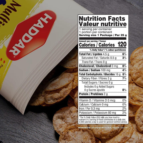 Haddar Multigrain Sea Salt Rice Chips 25 g - Gluten Free - Low Fat - Non GMO