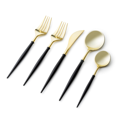 Decor Noble Collection Black & Gold Disposable Cutlery Combo - 40 pcs, Looks Like Real Cutlery
