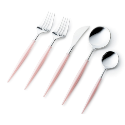 Decor Noble Collection Pink & Silver Disposable Cutlery Combo - 40 pcs, Stylish partying