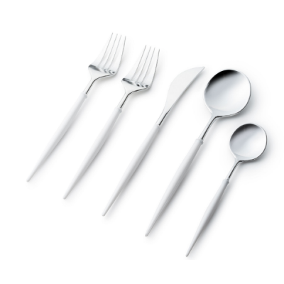 Decor Noble Collection White & Silver Disposable Cutlery Combo - 40 pcs, Stylish partying