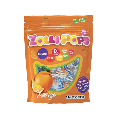 Zollipops Orange - Citrus Delight (3.1 oz) | Keto, Vegan, Diabetic-Friendly, No Artificial Colors, Gluten-Free, Non-GMO