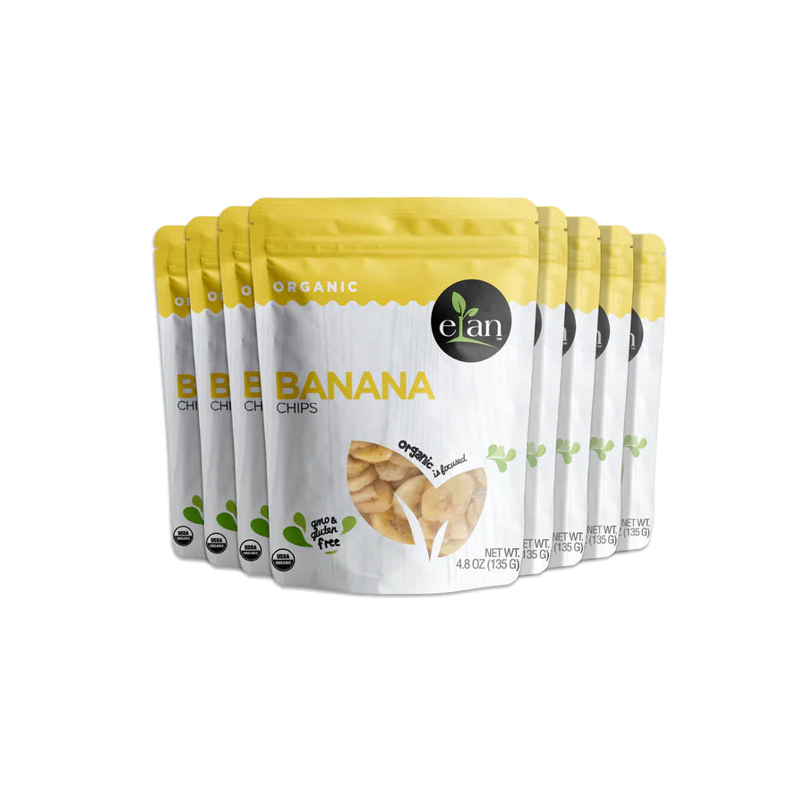 Chips de banane séchées biologiques Elan - Sans gluten - Sans OGM