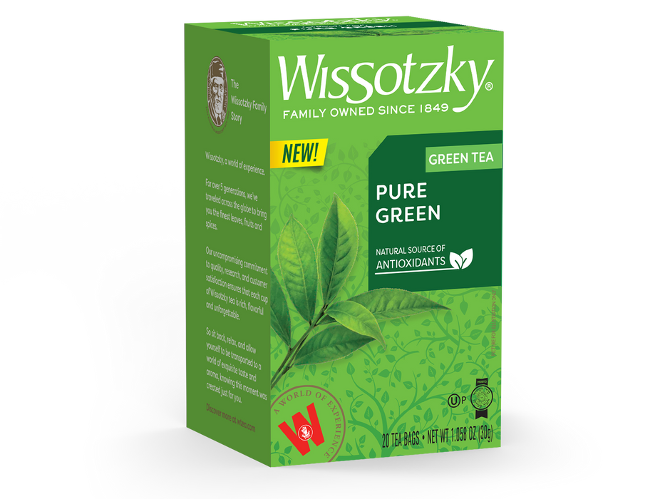 Wissotzky Pure Green Tea - 20 Tea Bags, Natural Antioxidants Source