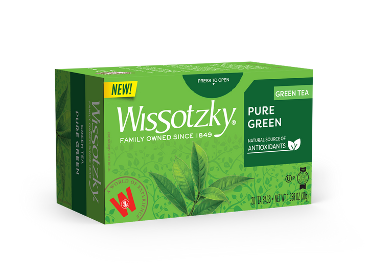 Wissotzky Pure Green Tea - 20 Tea Bags, Natural Antioxidants Source