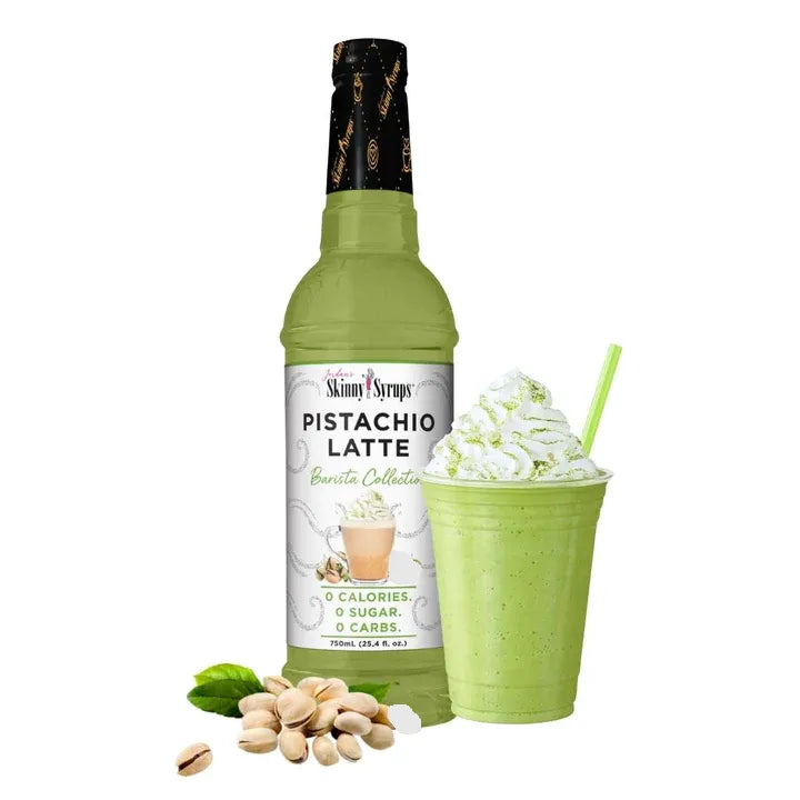 Skinny Mixes Sugar Free Pistachio Latte Syrup - Calorie-Free, 0g Net Carbs, and Fat-Free Indulgence