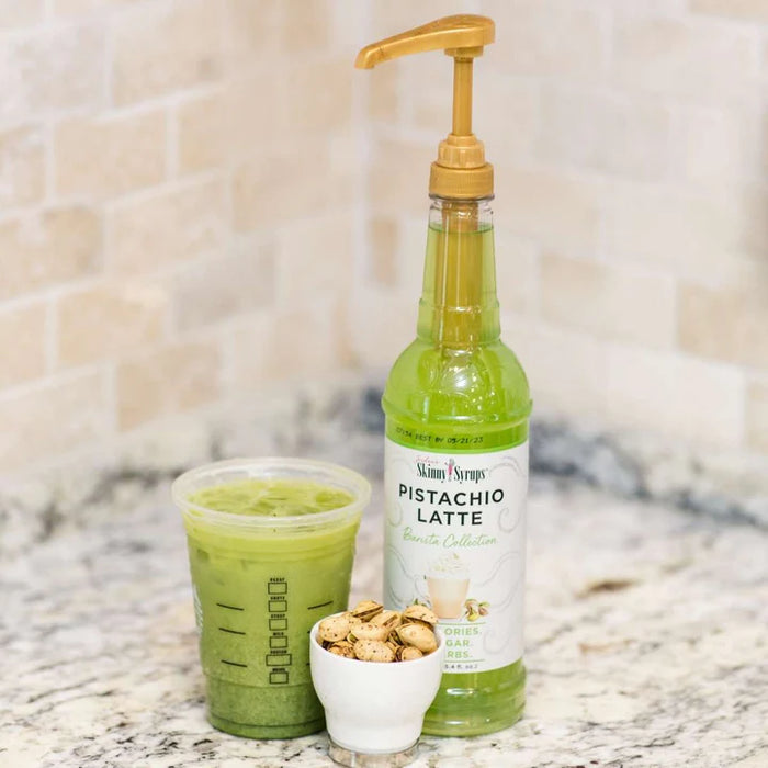 Skinny Mixes Sugar Free Pistachio Latte Syrup - Calorie-Free, 0g Net Carbs, and Fat-Free Indulgence