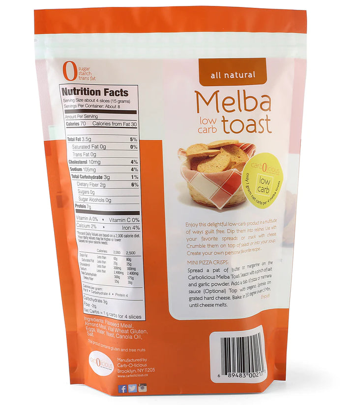 Carb-0-licious Plain Melba Toast