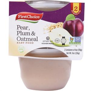 First Choice Pear, Plum & Oatmeal Baby Food Jars (2 Jars, 113g Each) - Wholesome Trio