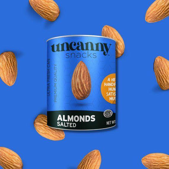 Uncanny Snacks Salted Almonds - 50g Can | Sustainably Delicious