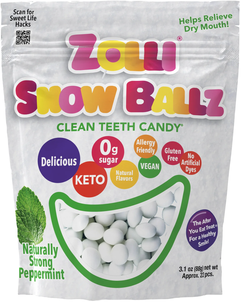 Zolli Snow Ballz - Peppermint Bliss (3 oz) | Keto, Sugar-Free, Vegan Candy