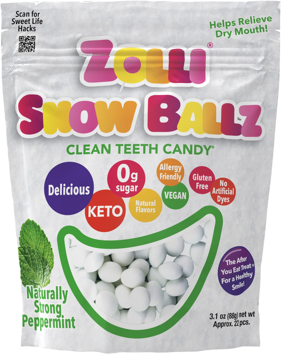 Zolli Snow Ballz - Peppermint Bliss (3 oz) | Keto, Sugar-Free, Vegan Candy