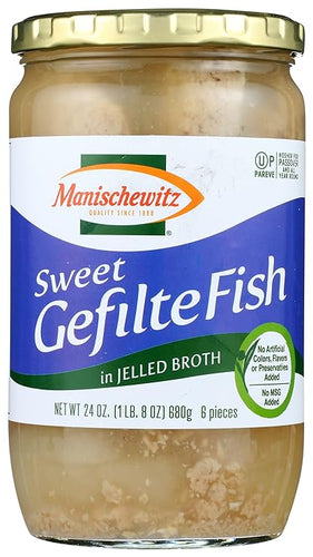Manischewitz Sweet Gefilte Fish in Jelled Broth 680 g - Delectable Tradition