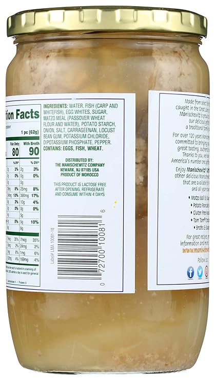 Manischewitz Sweet Gefilte Fish in Jelled Broth 680 g - Delectable Tradition