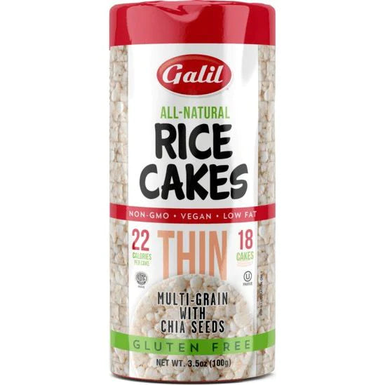 Galil Thin Multigrain Rice Cakes with Sea Salt and Chia Seeds - 100g, Non-GMO, Vegan, Gluten-Free