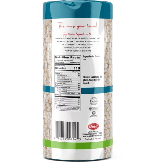 Galil Thin No Salt Rice Cakes - Faible en gras - Sans OGM - Végétalien - Sans gluten