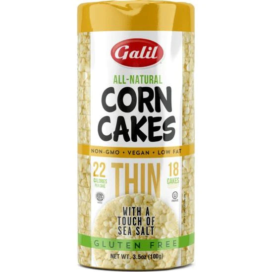 Galil Thin Corn Cakes with Sea Salt - 100g, Non-GMO, Vegan, Low Fat, Gluten-Free