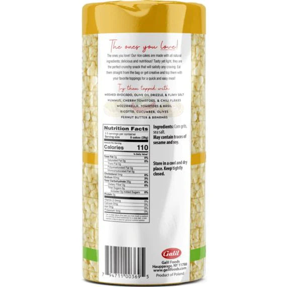Galil Thin Corn Cakes with Sea Salt - 100g, Non-GMO, Vegan, Low Fat, Gluten-Free