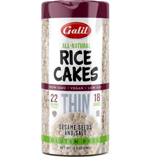 Galil All Natural Thin Rice Cakes with Sesame & Sea Salt - 18 Cakes, Non-GMO, Gluten-Free, Low Fat, Vegan