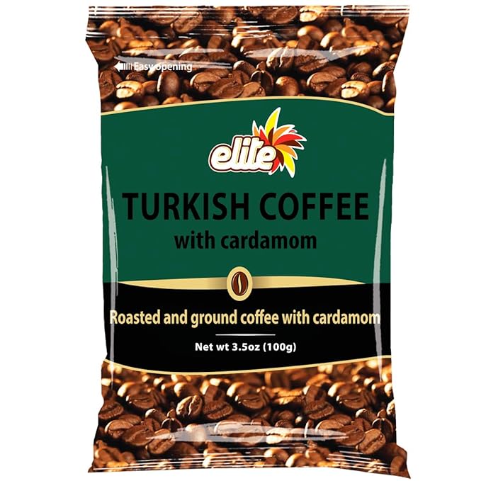 Elite Turkish Roasted Coffee with Cardamom 100g - Finely Ground for Rich Flavor