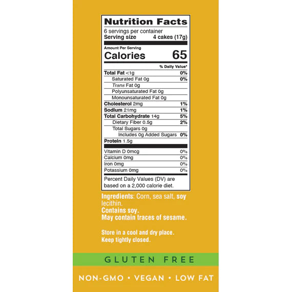 Galil Ultra Thin Corn Cakes with Sea Salt - 100g, Non-GMO, Vegan, Gluten-Free