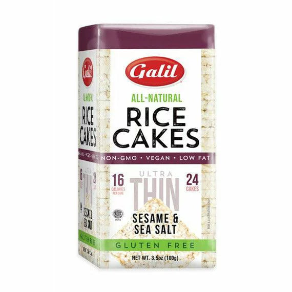 Galil All Natural Ultra Thin Rice Cakes with Sesame & Sea Salt - 24 Square Cakes, Non-GMO, Gluten-Free, Low Fat, Vegan