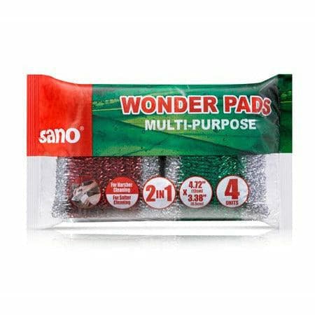Sano Wonder Pads - Pack of 4 | Superdurable 2-in-1 Cleaning Power