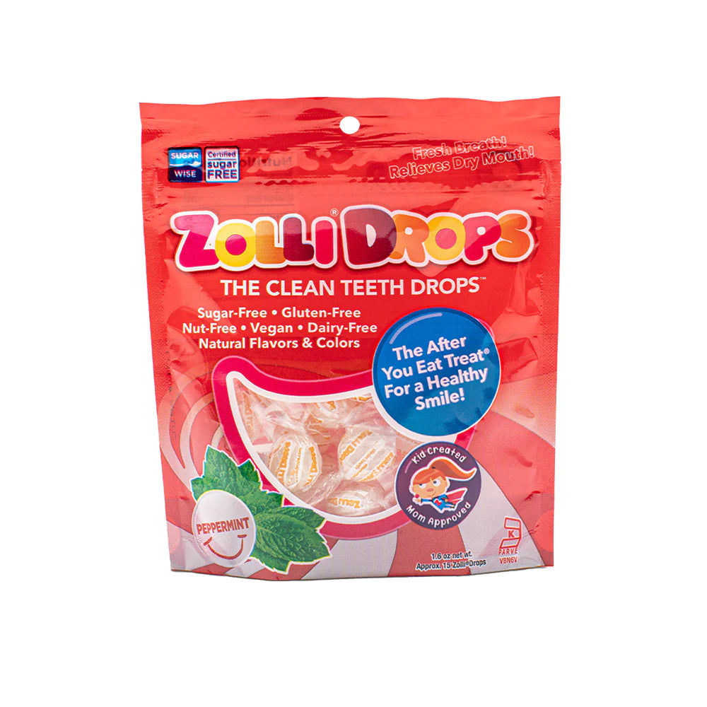 Zolli Drops Peppermint Flavor - Refreshing Delight (1.6 oz) | Sugar-Free, Gluten-Free, Nut-Free, Vegan, Keto-Friendly, Dairy-Free, Natural Flavors & Colors