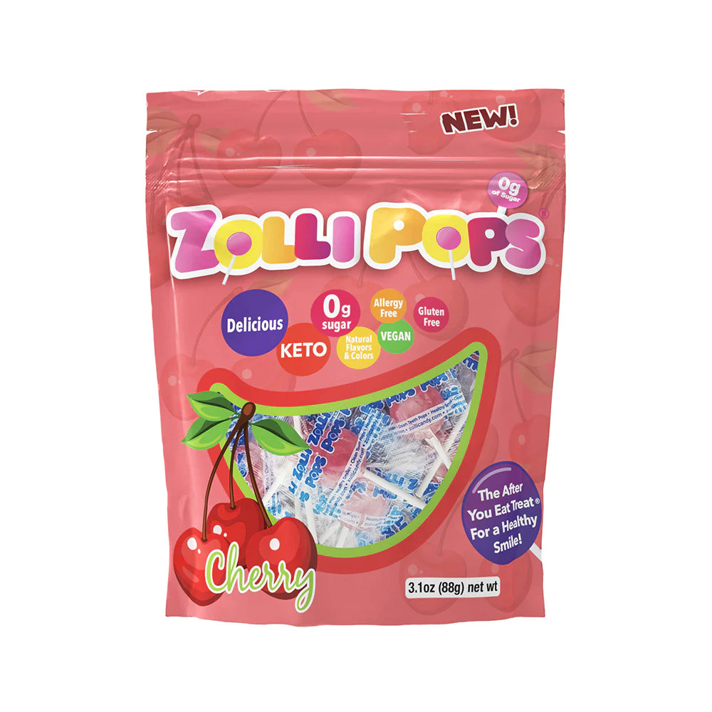 Zollipops Cherry - Cherish the Flavor (3.1 oz) | Keto, Vegan, Diabetic-Friendly, No Artificial Colors, Gluten-Free, Non-GMO