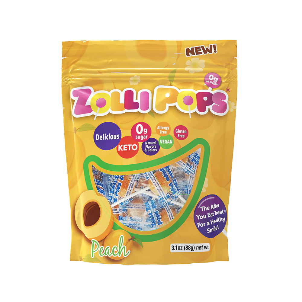 Zollipops Peach - Sweet Harmony (3.1 oz) | Keto, Vegan, Diabetic-Friendly, No Artificial Colors, Gluten-Free, Non-GMO