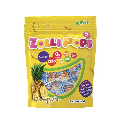 Zollipops Pineapple - Tropical Bliss (3.1 oz) | Keto, Vegan, Diabetic-Friendly, No Artificial Colors, Gluten-Free, Non-GMO