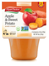 Load image into Gallery viewer, First Choice Apple &amp; Sweet Potato Blend - Smooth and Sweet Baby Food (2 Tubs, 113g Each)
