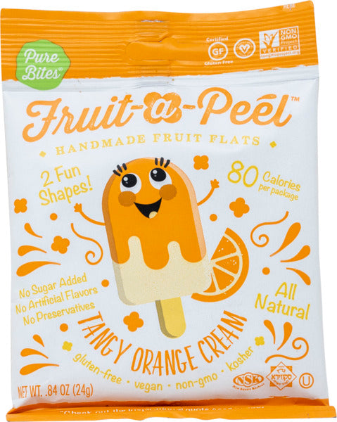 Fruit a Peel Tangy Orange Cream Fruit Flats 28g - Handcrafted Citrus Snack