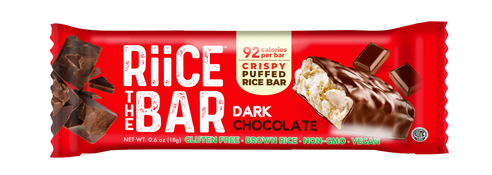 RiiCE THE BAR Chocolate - Box of 5 Bars x 18g, Gluten-Free, Brown Rice, Non-GMO, Vegan