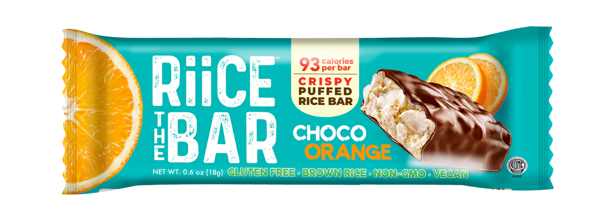RiiCE THE BAR Orange - Box of 5 Bars x 18g, Gluten-Free, Brown Rice, Non-GMO, Vegan