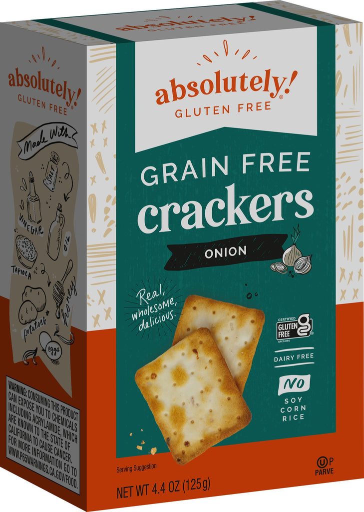 Absolutely Gluten Free Crackers, Onion, 4.4 oz
