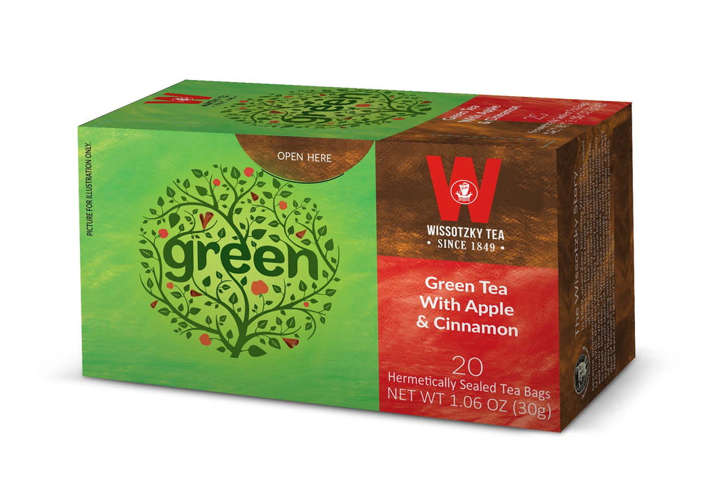 Wissotzky, Green Tea, Apples and Cinnamon Flavored 20pk