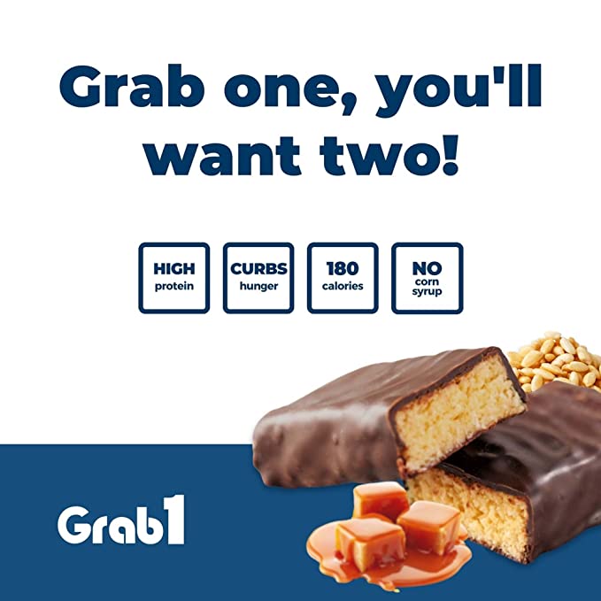 Grab1, Protein Bar, Caramel Crunch, 5 bars