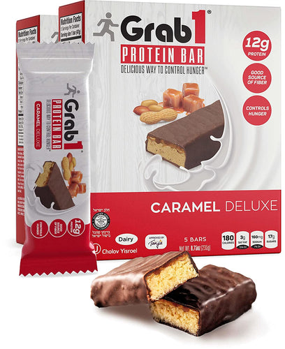 Grab1, Protein Bar, Caramel Deluxe Dairy, 5 bars