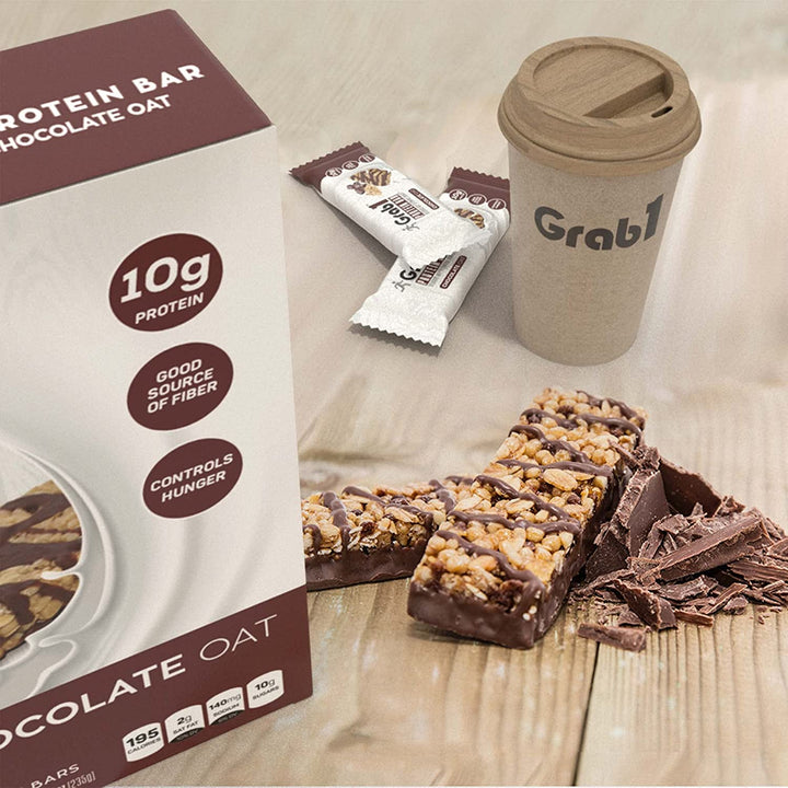 Grab1, Protein Bar, Chocolate Oat, 5 bars