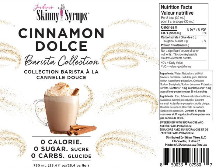 Skinny Mixes Sugar-Free Cinnamon Dolce Syrup (750ml) : Magic in a Bottle