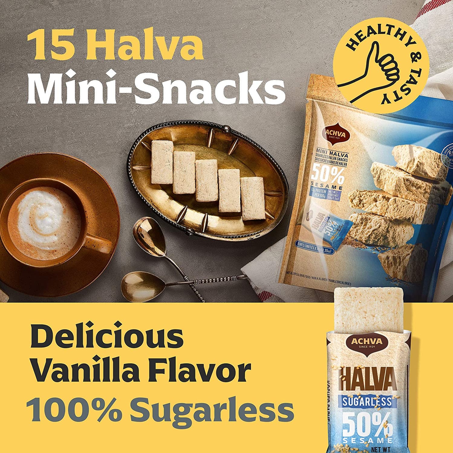 Home Achva Sugarless Halva Snacks Mini 15 ct