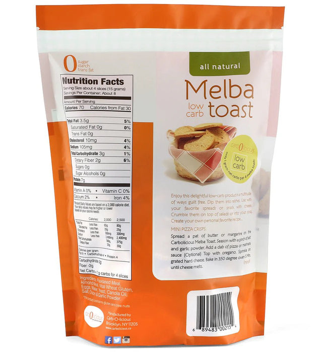 Buy Online Carb0licious Onion & Garlic Melba Toast The Natural Food Store