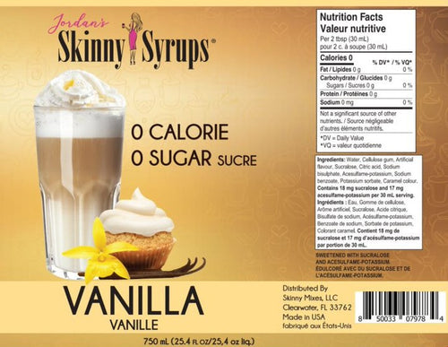 Skinny Mixes, sirop sans sucre, vanille, 750 ml