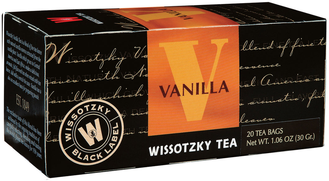 Wissotzky, thé noir, saveur vanille 20pk